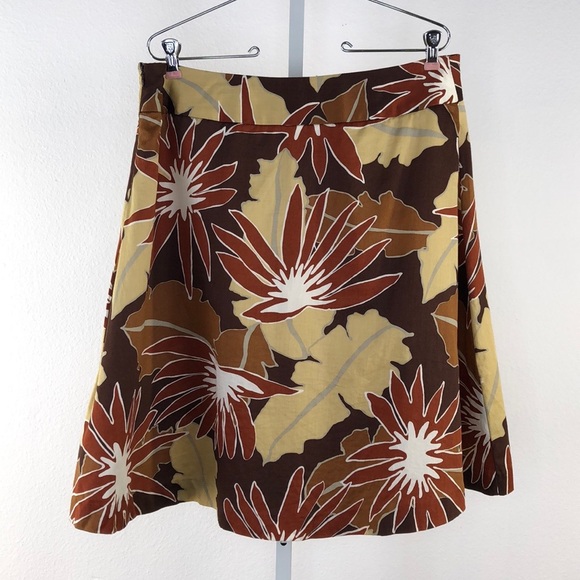 Merona Brown & Tan Floral Print Skirt, Size 12 - Picture 2 of 5
